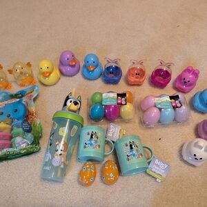 Easter basket toys bluey tumbler cup candy duck chick bunny eggs peeps slime